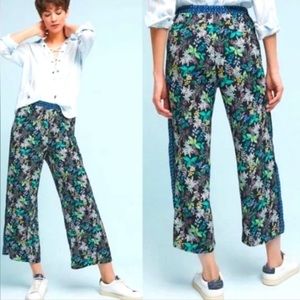 Ett Twa by Anthropologie Rosseau Wide Leg Floral Crop Pants Boho Hippie Large